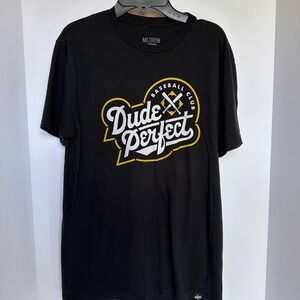Dude Perfect Baseball Club T-Shirt Black Medium Crew‎ Neck Short Sleeve Tee